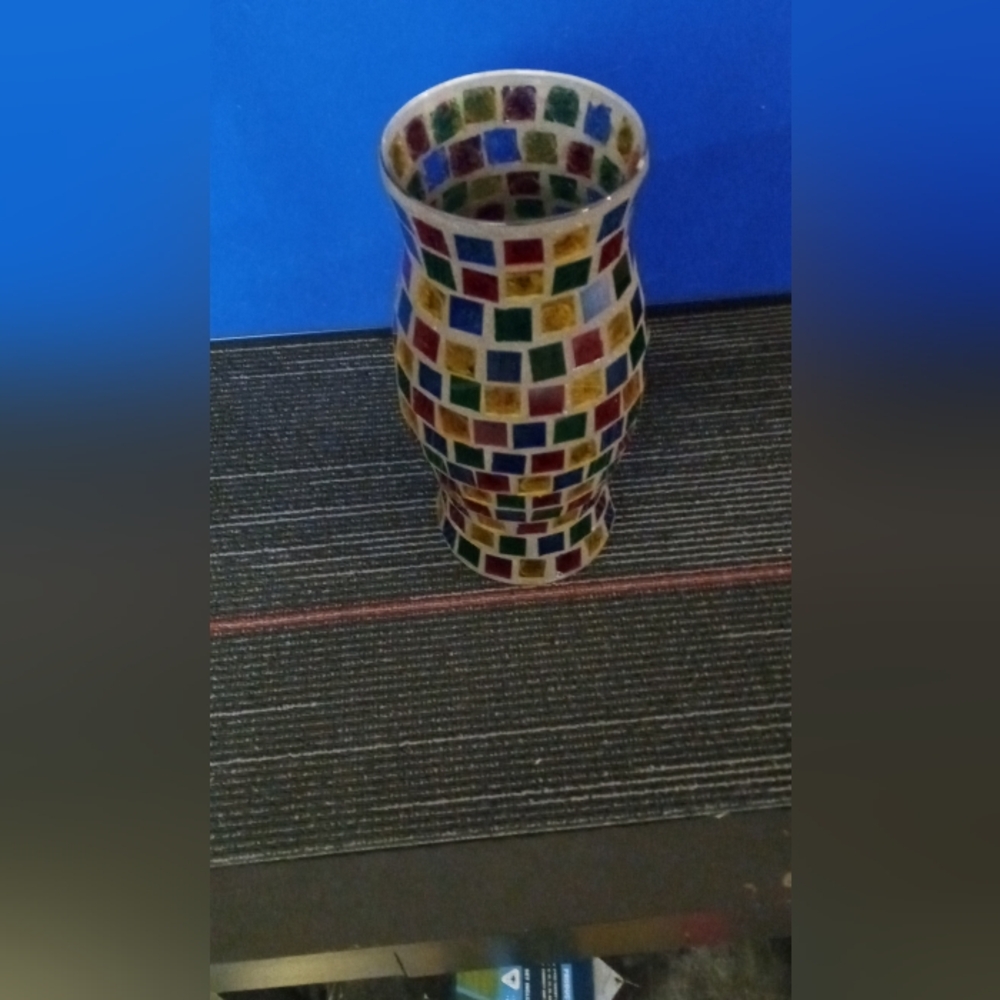 Mosaic Multicolor Vase vintage 1955 11×5 - Picture 2 of 8